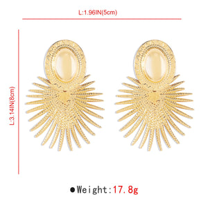 Strong Personality Designed Sector Shaped Tassel Earrings Alloy Material