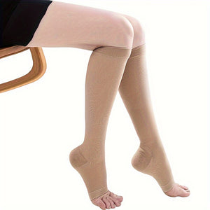 Second Level Compression Socks with Open Toe, Calf Slimming Tights, Plus Size S-5XL, Sports and Travel Care Socks for Long Standing