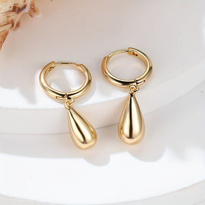 Droplet Pendant Golden / Silvery Dangle Earrings Elegant Luxury Style Copper 18K Gold Plated Jewelry Daily Casual