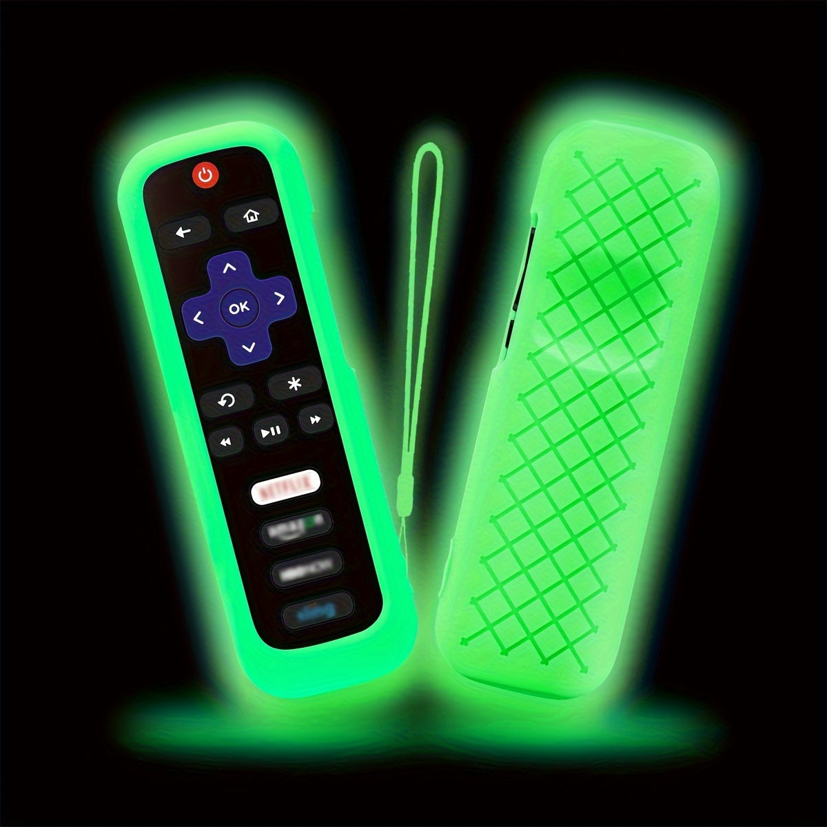 1pc/2pcs/3pcs Glow-in-the-Dark Silicone Remote Cover with Lanyard for Roku TV Remote Control - Universal Silicone Sleeve Case for TCL Hisense, Roku TV Streaming Stick, 4K+/ 4K Voice Remote