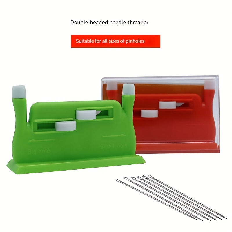 1pc Multi-functional Automatic Double-headed Sewing Needle Threader for Home Use