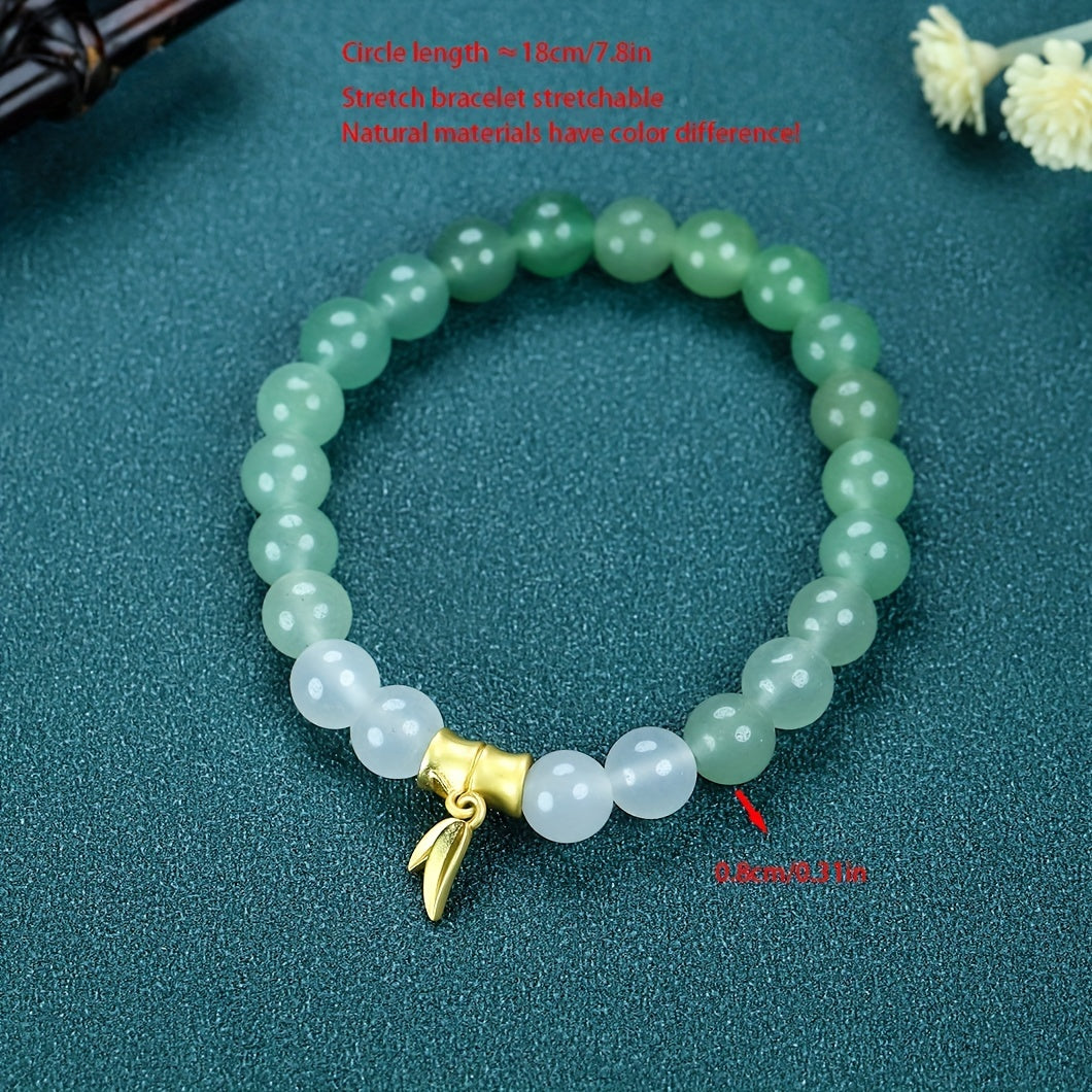 Trendy Classic Natural Jade Round Beads Decorative Bracelet For Men, Holiday Birthday Gift For Boyfriends / Girlfriends