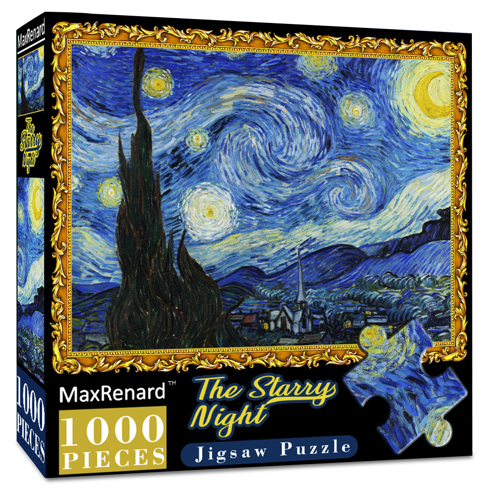 Maxrenard The Starry Night Jigsaw Puzzle 1000 Pieces For Adults Van Gogh Oil Painting Puzzle