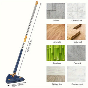[Rotating Cleaning Mop] 1set, 360° Rotating Triangle Cleaning Mop | Long Handle Floor Mop, Hands-free Wash Squeeze Mop, Wet And Dry Dual-use Cleaning Mop, for Floor Wall Ceiling Corner Glass, Cleaning Supplies, Cleaning Tool
