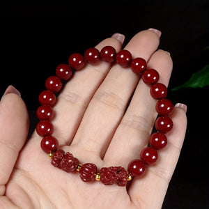 1pc Boutique Cinnabar Bracelet Double Pixiu Bracelet With Exorcism And Good Luck