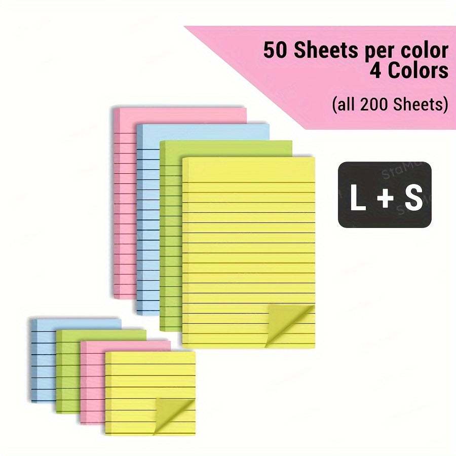 Color-Coded 100-Sheet Sticky Note Pads - Oblong, Portable Memo Blocks for Office, School, Home