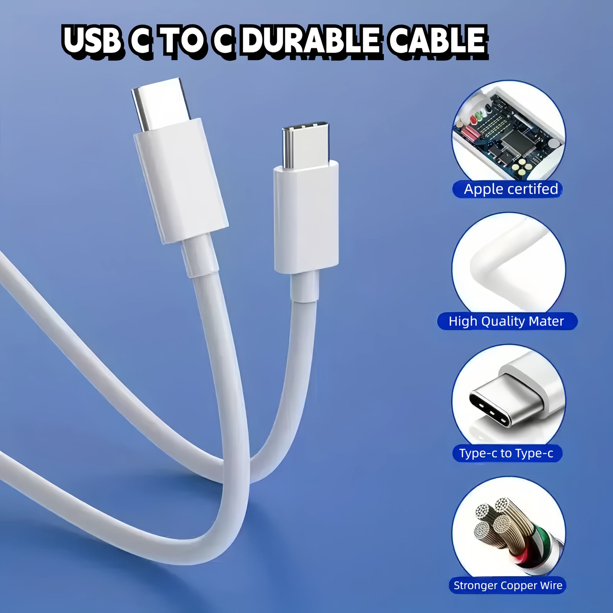 Fast Charger for iPhone 16, 1pc/2pcs Pack 40W Dual-Port Power Delivery Charging Block, with 3.3ft USB C to C Fast Charging Cable, for iPhone