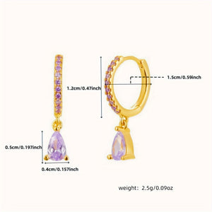 1 Pair Elegant Mini Cubic Zirconia Teardrop Earrings - Sparkling Dangle Design with Clear Gemstone, Ideal for Daily Wear & Special Occasions