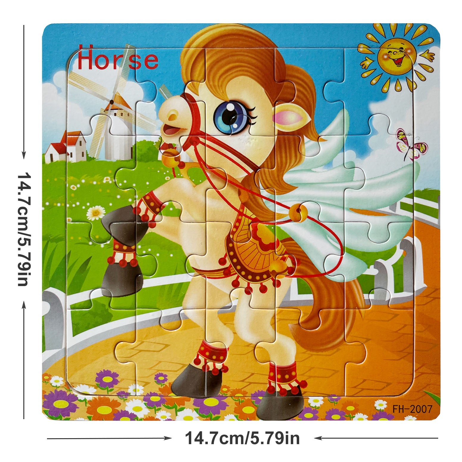 5.79in/14.7cm 20pcs/pack Wooden Puzzle Cartoon Animals Car Letter Number Pattern Jigsaw Puzzles Game, Kids Educational Learning Toys For Chi