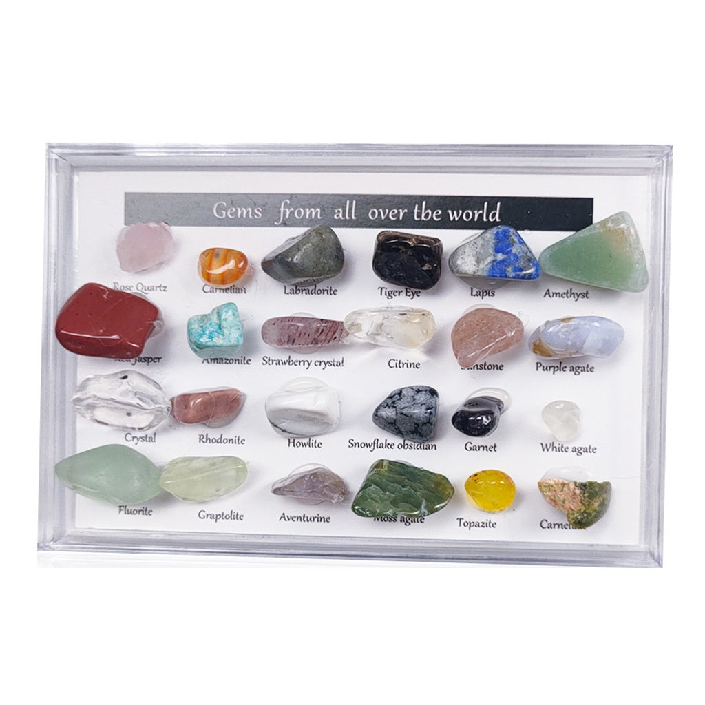 24pcs/Box Specimens Of Natural Tiny Cute Crystal Agate Stones, Small Crystal Agate Stone, Whole Box 3.5in * 2.36in