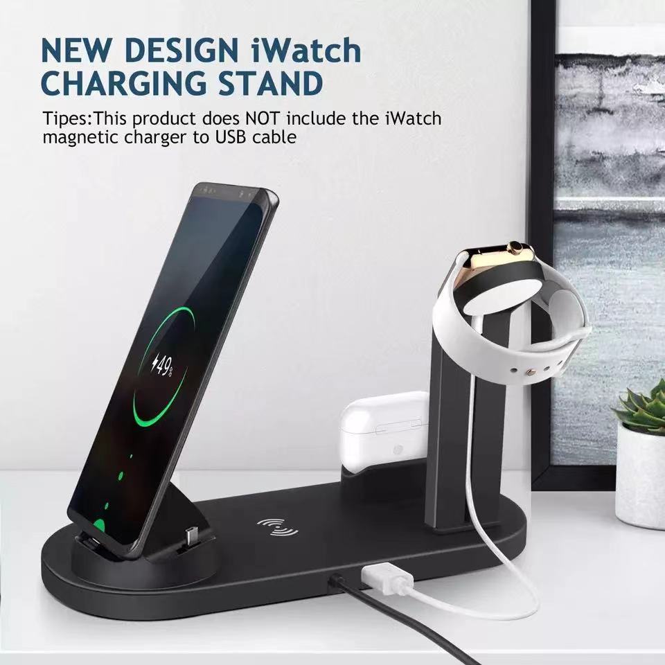 5 In 1 Wireless Charger Bracket Station Type-C Fast Charging Stand For IPhone 14 13 12 11 Pro Max Samsung Xiaomi Desk Chargers For Watch Air