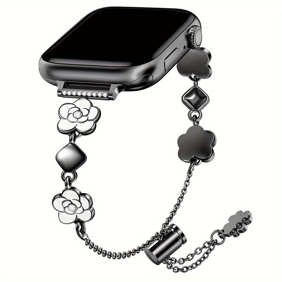 Fashion Strap For IWatch Watch Strap 38mm 40mm 41mm 42mm 44mm 45mm 49mm Replacement Strap With Unique Camellia Design IWatch Series 9 8 7 6 5 4 3 2 1 SE Metal Chain Women'S Strap Replacement