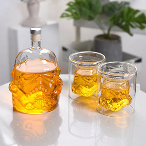 Set Of 3, Whiskey Decanter Set With 2 Glasses, Transparent Creative Flask Carefe, Whiskey Carafe For Wine, Scotch, Bourbon, Vodka, Liquor, V