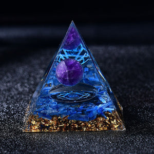 2.36‘’ Ocean Lapis Orgone Pyramid DIY Energy Amethyst Sphere Magic Orgonite Gift Healing Meditation Hand Made Home Decoration Collection