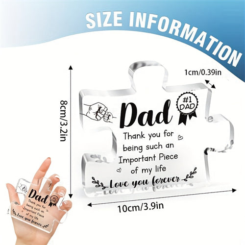 1pc Acrylic Puzzle Plaque, Gifts For Dad - Acrylic Block Puzzle Plaque Decorations - Delicate Dad Gifts From Daughter Son - Christmas Thanksgiving Birthday Gifts For Dad, Home Living Room Office Cafe Decor