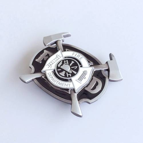 Western Men‘s Zinc alloy Leather Belt Buckle Firefighter FD Cross shape Pattern US Local Shipping