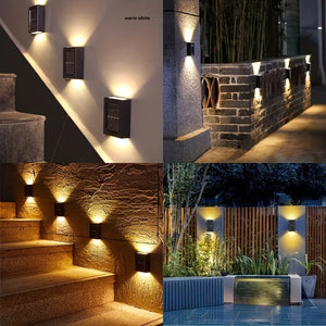 Solar-Powered LED Outdoor Wall Lights 1/4/8pcs - Waterproof, Sensor-Activated Up/Down Lighting, Polished Finish for Garden, Porch & Festive