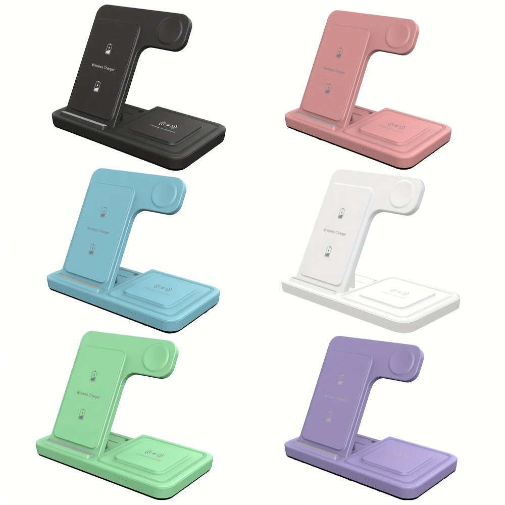 Foldable 3 In 1 Fast Charging Station, 15W Wireless Charger Stand For IPhone 15, 14, 13, 12, 11/Pro/Max/Mini/Plus, X, XR, XS/Max, SE, 8/Plus, Suitable For IWatch 1-9, Suitable For Airpods 3/2/Pro