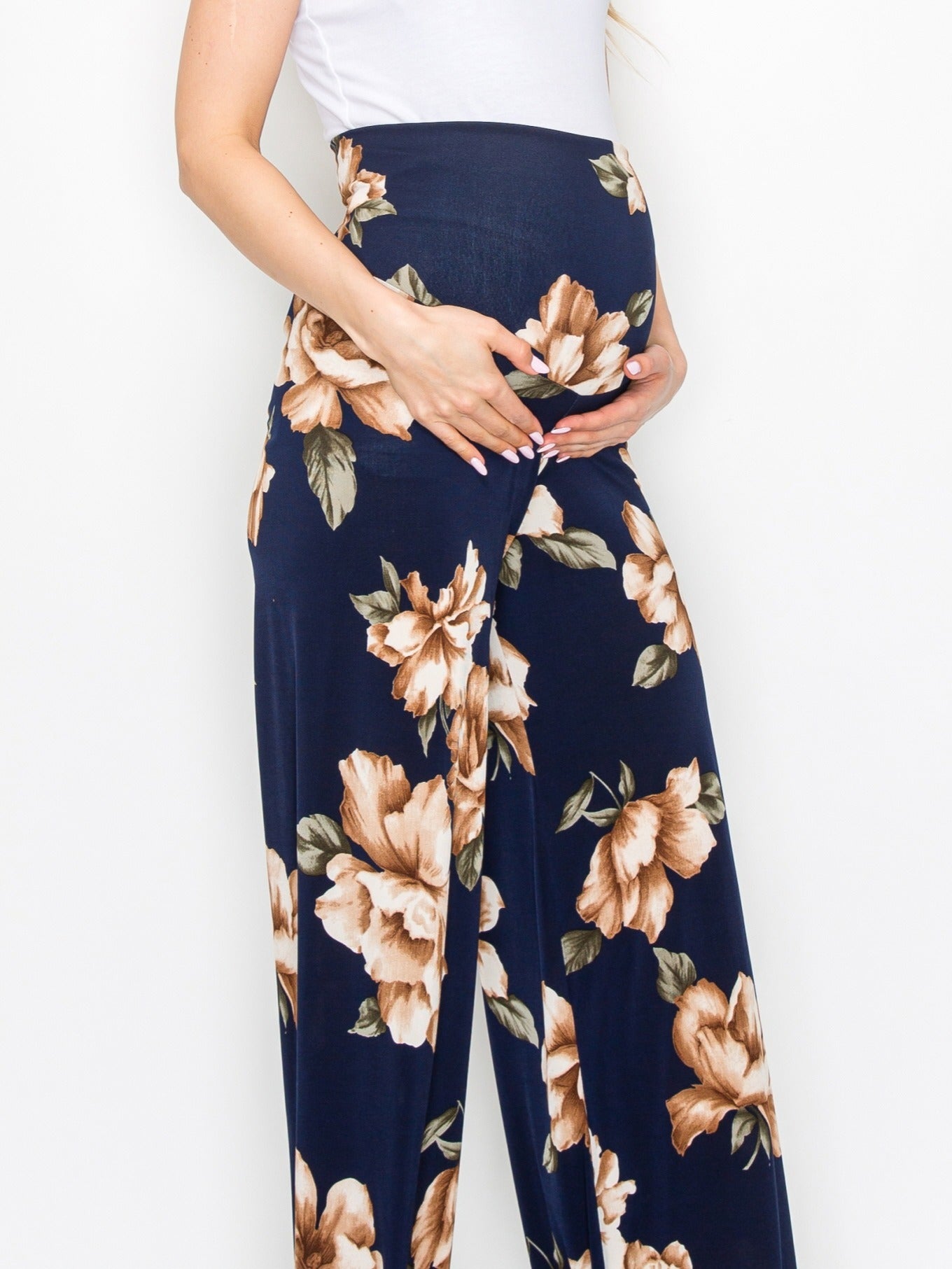 My Bump Women's Maternity Casual Bohemian Damask Palazzo Pants with Tummy Control - Stylish and Comfortable for Expectant Mothers - Availabl