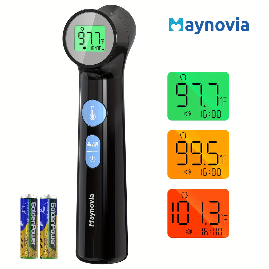 [Maynovia Thermometer] Maynovia Digital Thermometer | Accurate & Fast 1-Second Fever Detection With Alarm, Easy-to-Read LCD Display, Battery Operated - Ideal For Healthcare, All-Ages No-Touch Thermometer For Fever