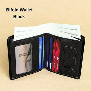 1pc Genuine Leather Rfid Blocking Wallets For Men, Retro Thin Short Multi-functional ID Credit Card Holder, Gifts To Men On Valentine's Day