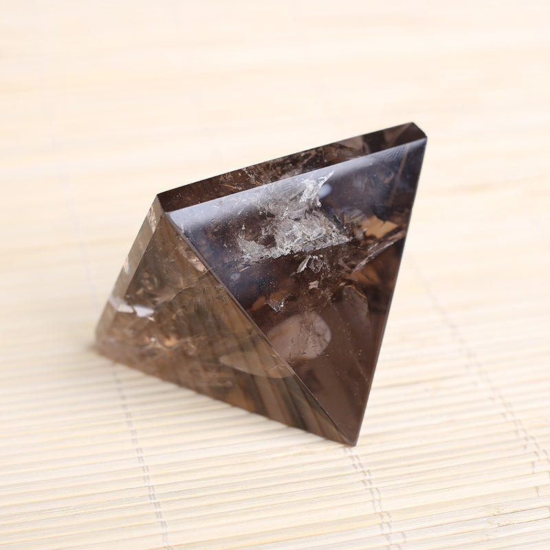 Natural Rock Smoky Quartz Crystal Healing Pyramid