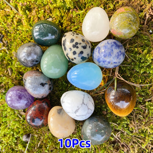 10/20/30pcs Polished Natural Crystal Eggs Shape Stones Set - Assorted Gemstone Eggs for Jewelry Ornaments and Perfect Easter Decorations