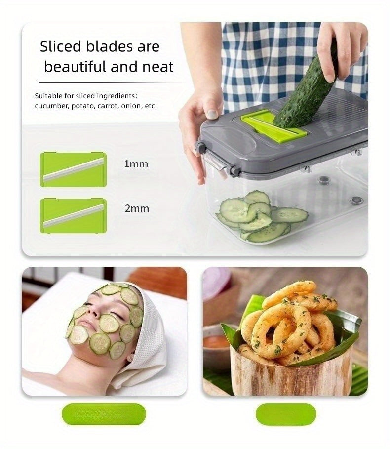 5/6/14/16/22pcs/set, Vegetable Chopper, Multifunctional Fruit Slicer, Manual Food Grater, Vegetable Slicer, Cutter With Container, Onion Min