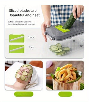 5/6/14/16/22pcs/set, Vegetable Chopper, Multifunctional Fruit Slicer, Manual Food Grater, Vegetable Slicer, Cutter With Container, Onion Min