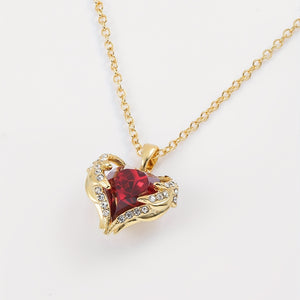 Angel Wings Wrapped Red Heart Zircon Pendant Mother's Day Valentine's Day Gift