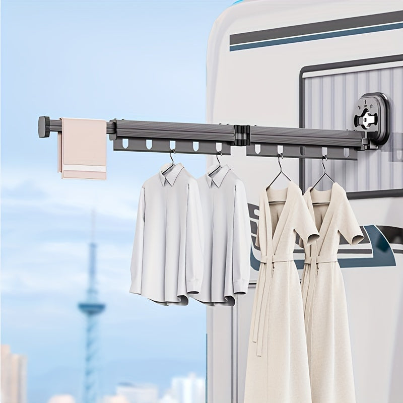 Versatile Suction Cup Clothes Rack - Extendable, Foldable & Detachable for Easy Storage - Strong Vacuum Grip, No-Drill Installation - Perfec