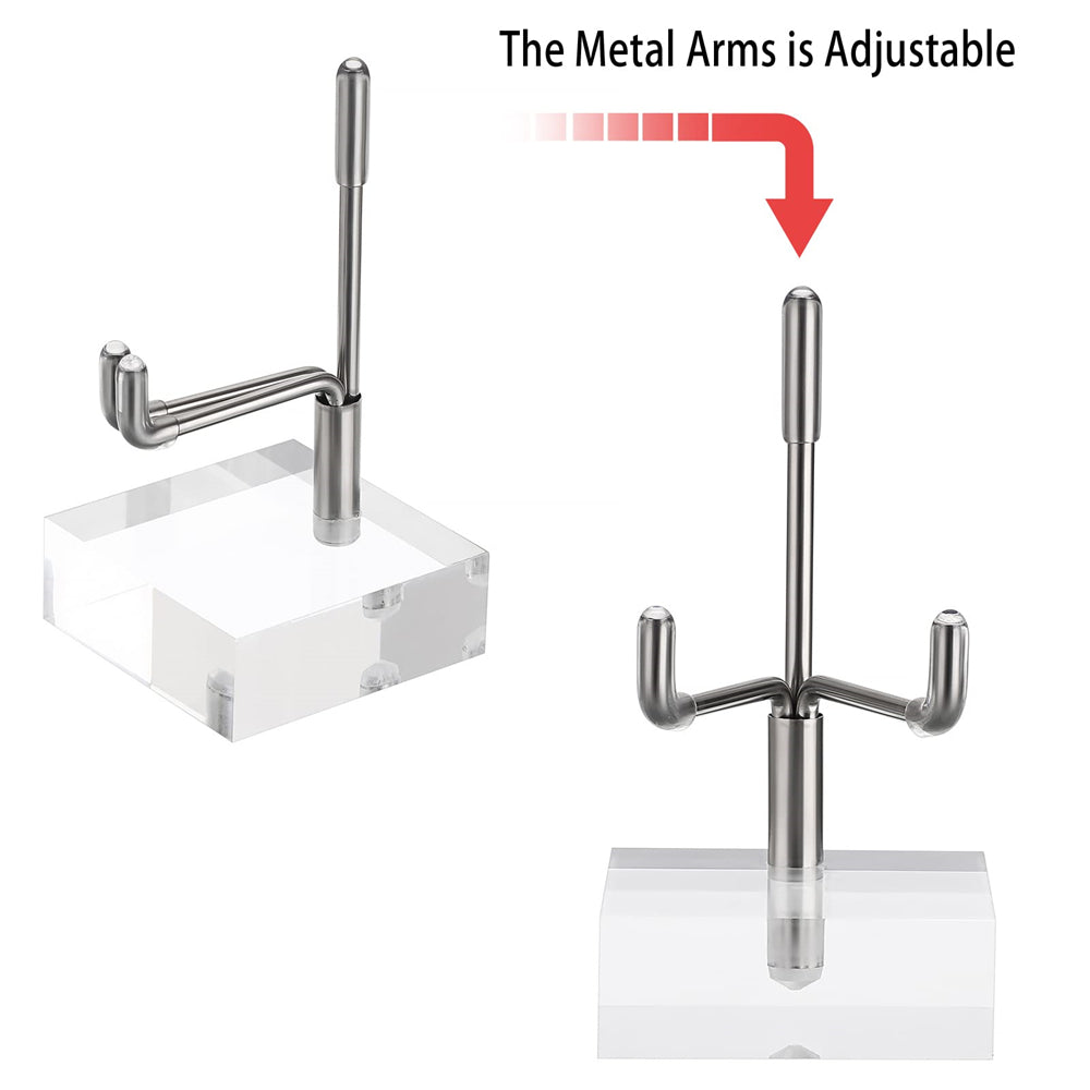 Adjustable Metal Arms Display Stand Easel with Acrylic Base Small Display Easel Holder for Fossil Coral Geodes Rock Mineral Agate Crystals Seashell and Small Collectibles