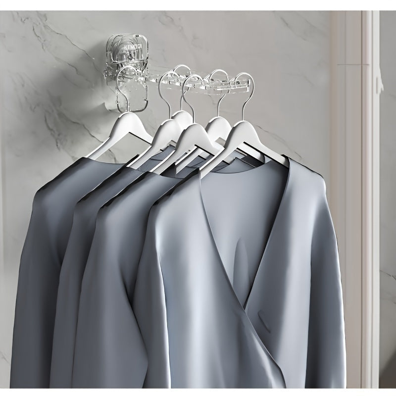 Space-Saving Foldable Clothes Drying Rack with Suction Cups - No-Drill, Invisible Travel Hanger for Balcony & Home Storage, Durable Plastic,
