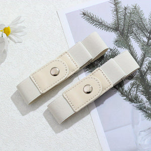 2pcs/set No Buckle Elastic Belt For Women Men Unisex Stretch Belt For Pants Jeans Casual Buckle Free Adjustable Invisible Belt