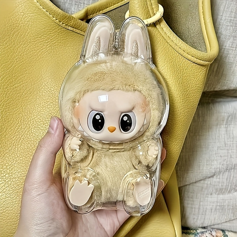 LABUBU Plush Doll Transparent Bag Keychain, Hanging Display Cabinet, Protective Cover, Plastic PVC Storage Box, Suitable for Second-Generation Sitting Parties