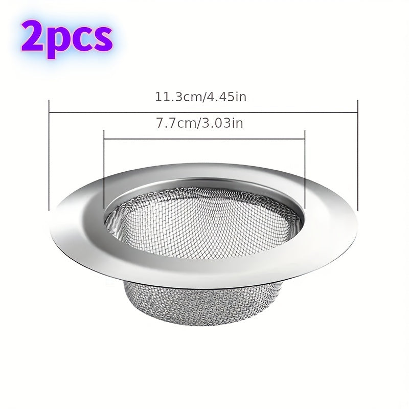 2-Pack 304 Stainless Steel Kitchen Sink Strainers, 4.5” Wide Rim, Efficient Anti-Clog Mesh Basket for Easy Cleaning and Durable Use