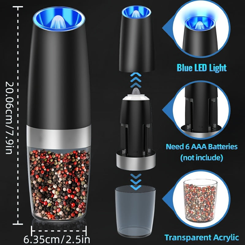 Electric Salt & Pepper Grinder Set with LED Lighting – Adjustable, One-Hand Operation, Modern Design, Ideal for Gifting (1/2pcs, AAA Battery