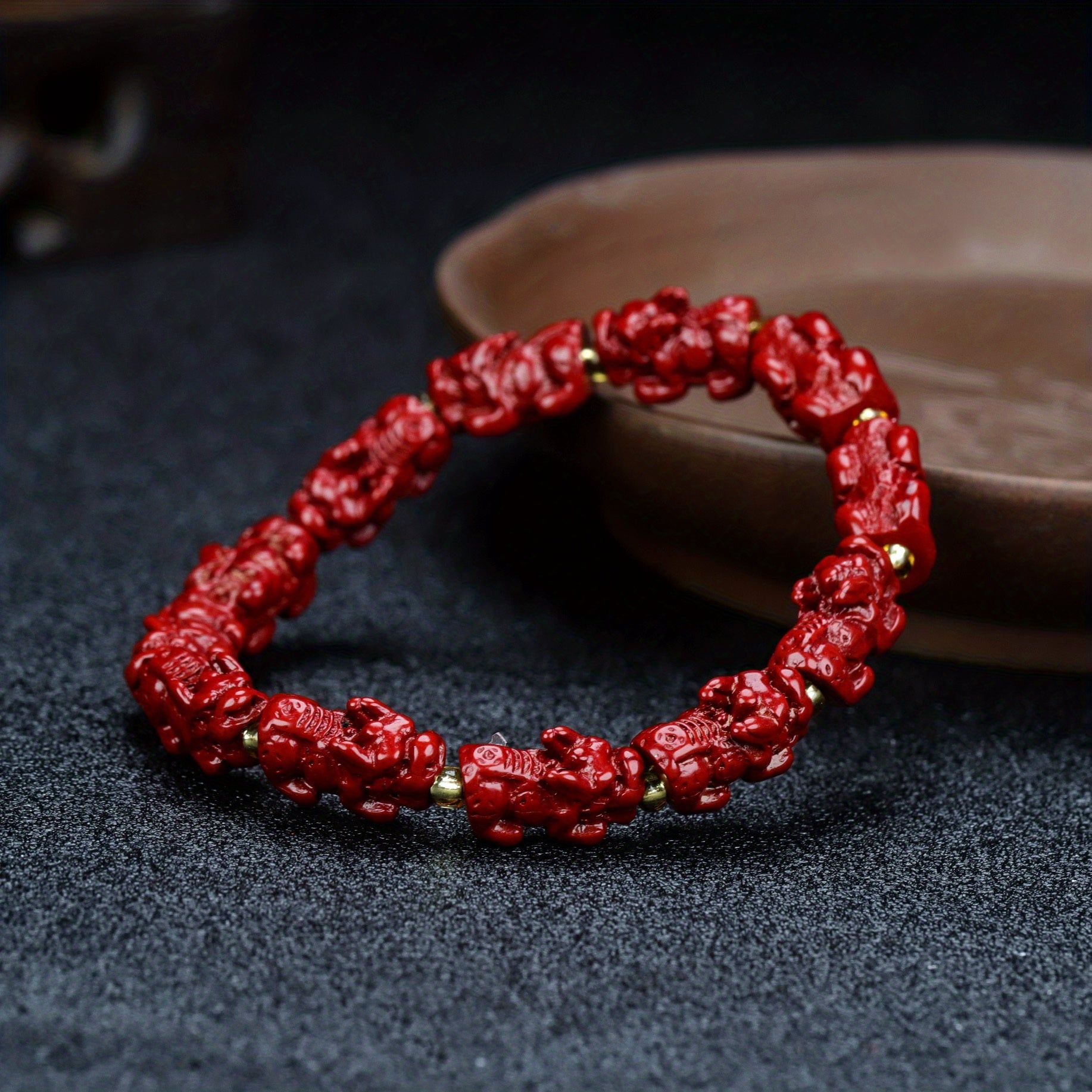 Natural Cinnabar Bracelet Swallowing  Monster Bracelet National Wind Bracelet Men And Women Bracelet