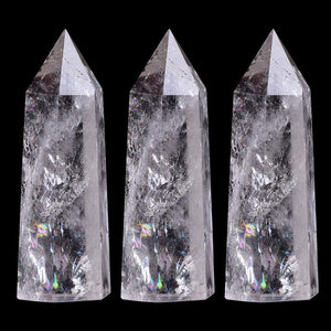 Natural Healing Clear Quartz Crystal Wand Faceted Single Point Crystal Prism Wand Natural Stones