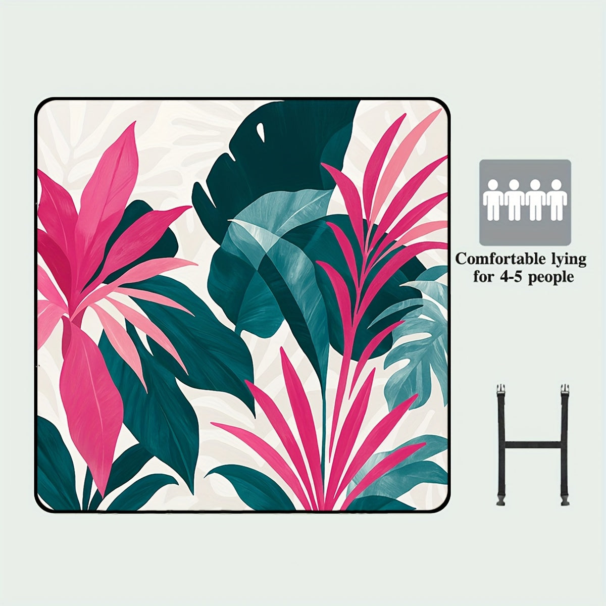 Extra Large Foldable Picnic Blanket with Carry Strap - Soft Padded Three-Layer Design, Colorful Floral & Fruit Print, 198.12x198.12 cm for Beach, Park, Camping & Travel, Beach Blanket, Camping Essentials, Vibrant Pattern, Durable Fabric