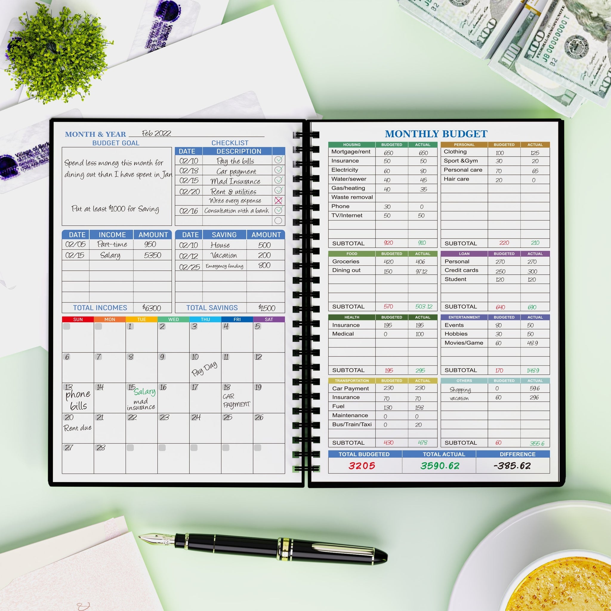 Effortless Finance Management: A5 Budget Planner, 100gsm - Undated for Long-Term Financial Freedom & Goal Tracking