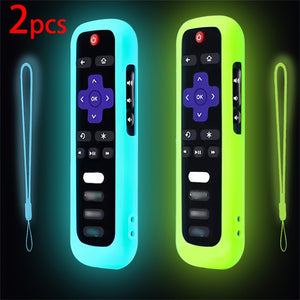 1pc/2pcs/3pcs Glow-in-the-Dark Silicone Remote Cover with Lanyard for Roku TV Remote Control - Universal Silicone Sleeve Case for TCL Hisense, Roku TV Streaming Stick, 4K+/ 4K Voice Remote