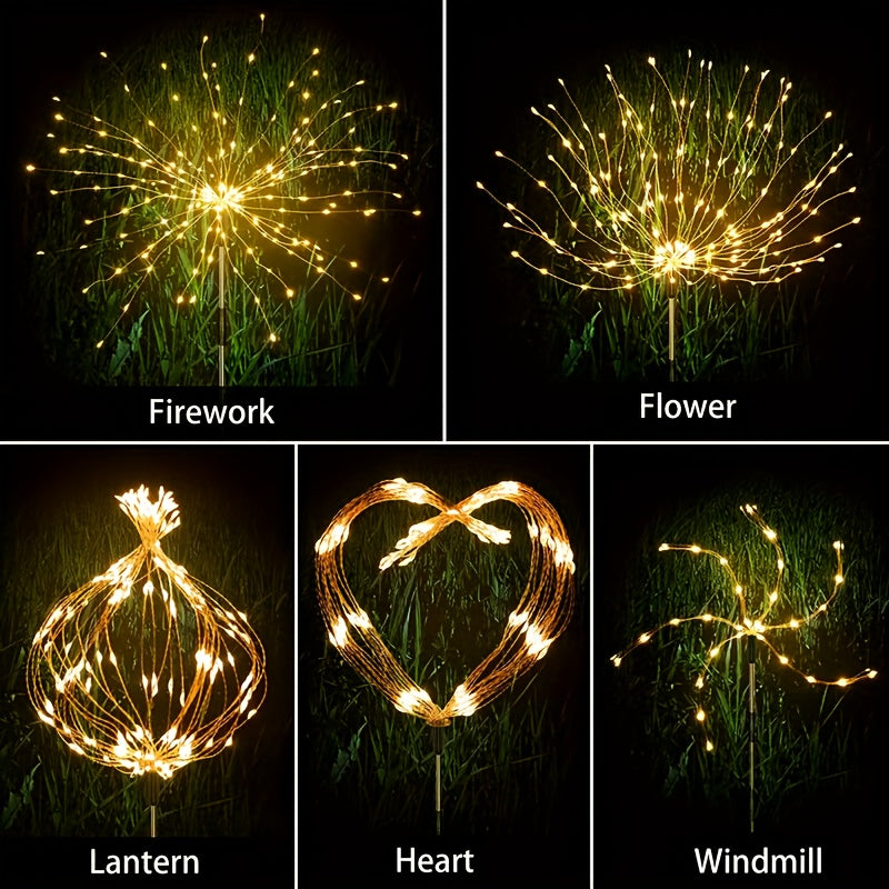 300LED Solar Garden Firework Lights Outdoor Waterproof 200LED Sparklers Solar Lights 60LED For Outside Patio Backyard Yard Pathway Walkway D