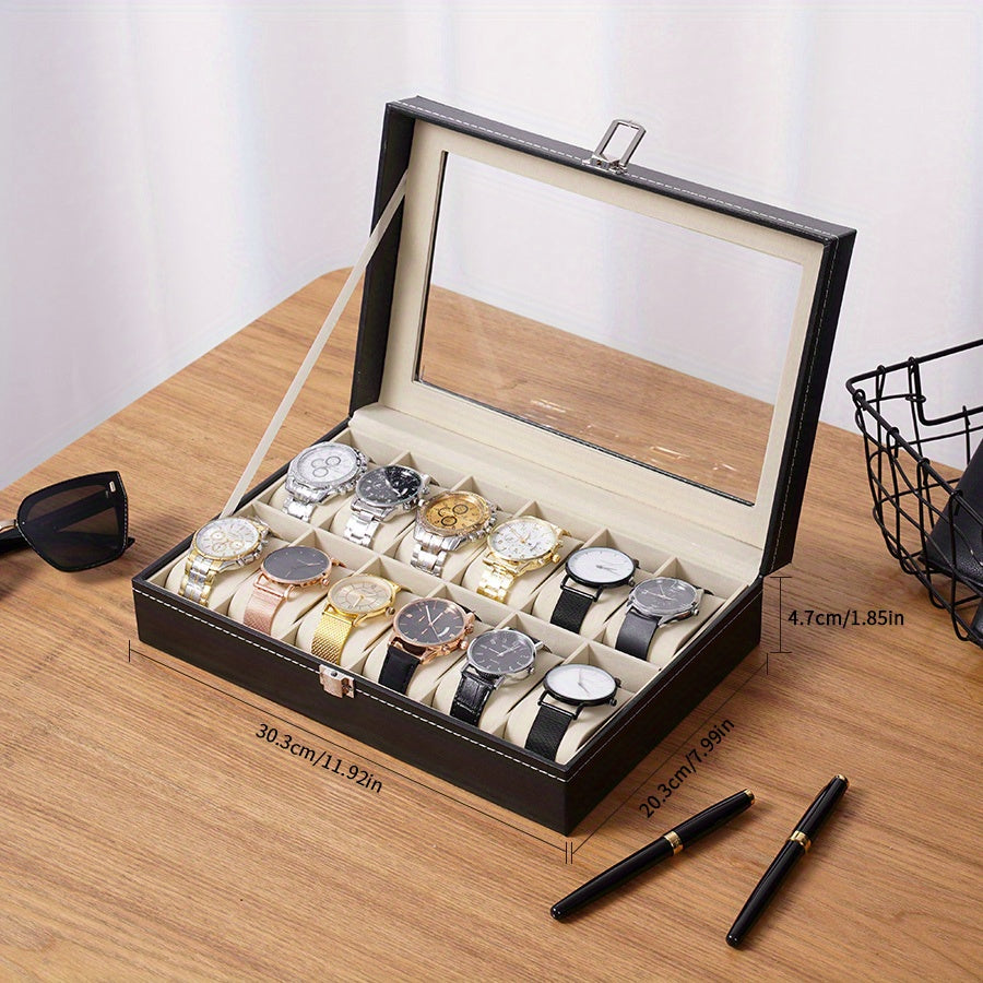 PU Leather 2/6/10/12 Digits Watch Storage Box Watch Display Box