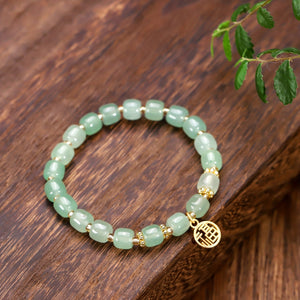 Trendy Classic Natural Jade Barrel Bead Bracelet For Men, Holiday Birthday Gift For Boyfriends / Girlfriends