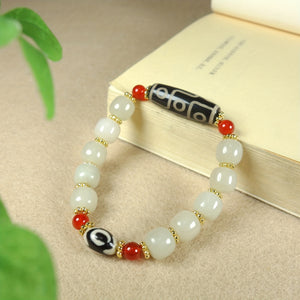 1pc Natural Jade Beaded Bracelet Sky Beads Inlaid Bracelet For Men And Women