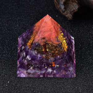 2.36‘’ Orgone Pyramid Amethyst Tree of Life Pink Quartz Reiki Meditation Crystal Hand Made Home Decoration Collection Gift