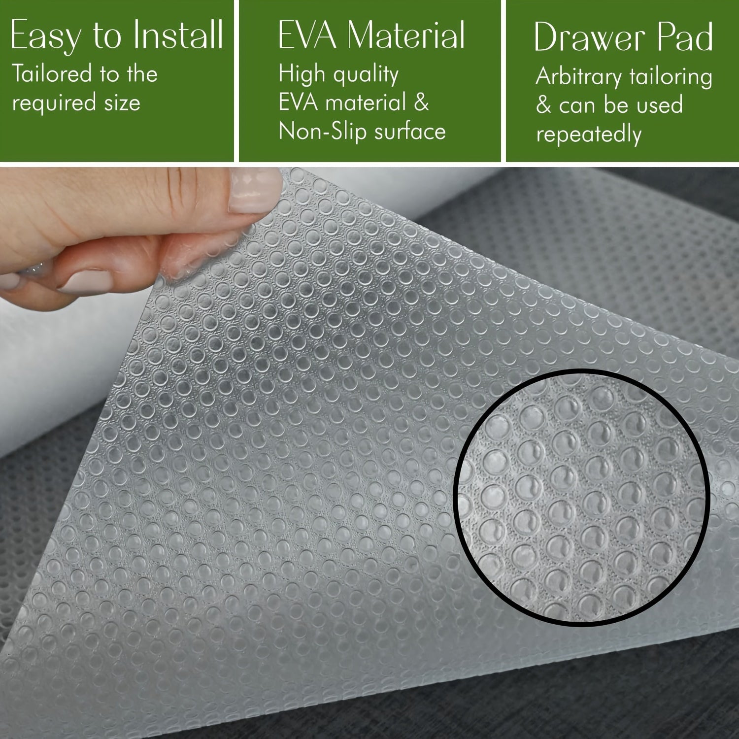 EVA Non-Slip Daisy Pattern Drawer Liner Sheets - Plastic Anti-Moisture Shelf Liner for Kitchen Cabinets, Wardrobe, Shoe Organizer - Clear Cu