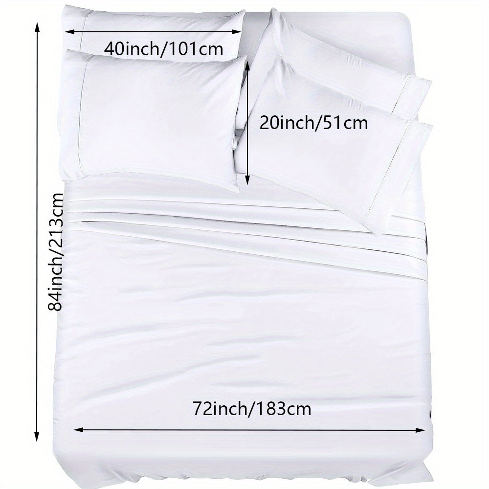 4/6pcs Luxury Cool Fitted Sheet Set, Wrinkle, Fade, Mattress Cover with Deep Pocket, Soft Comfortable Breathable Bedding Set, for Bedroom Hotel (1*Flat Sheet + 1* Fitted Sheet + 2/4*Pillowcases, Without Core)