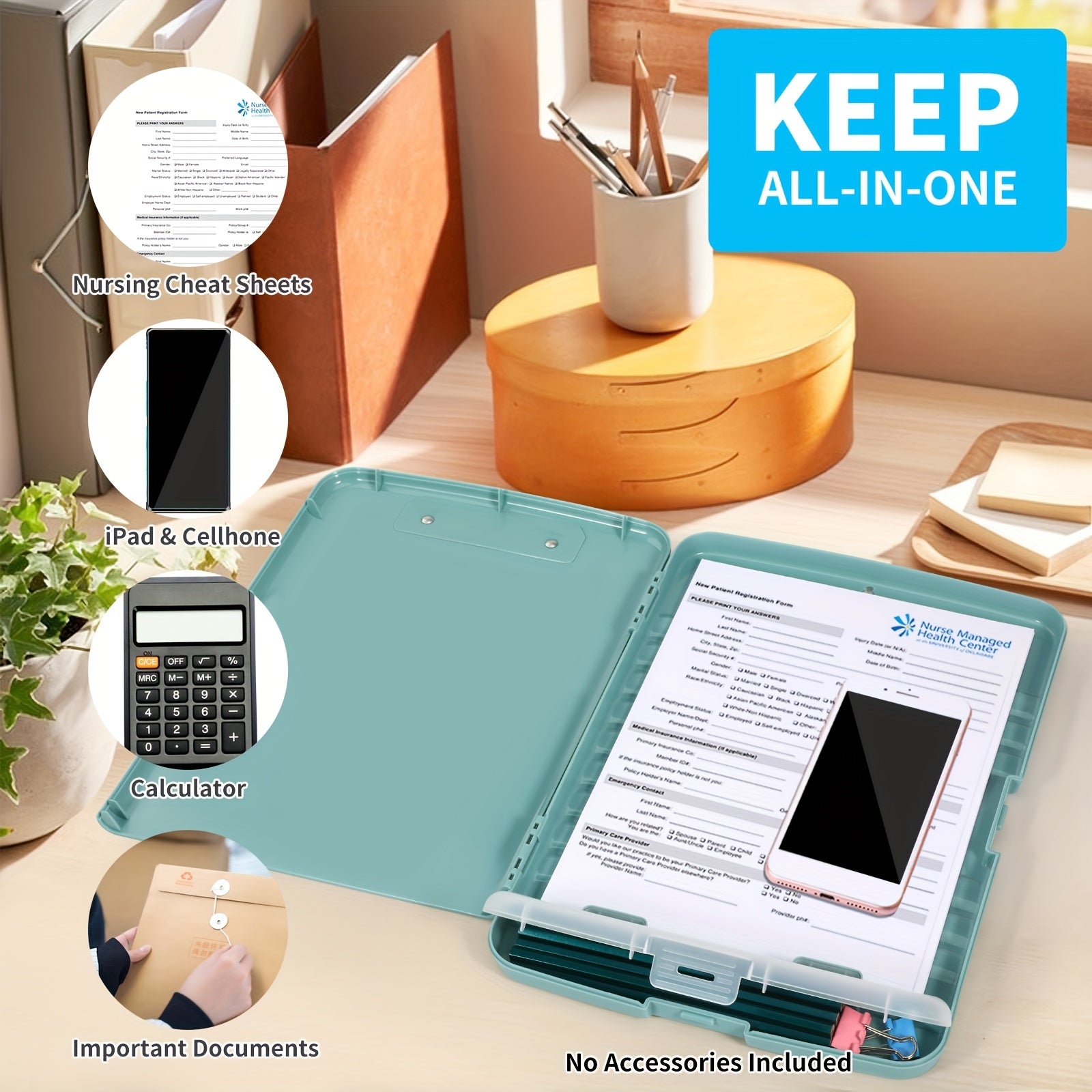 Organizer Clipboard for Office & Field: Durable 8.5X11 Storage Case with Pen Holder – Secure & Portable Writing Solution